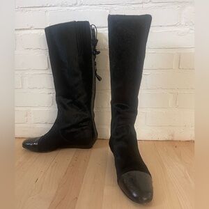 MIGLORINI knee high calf hair boot black